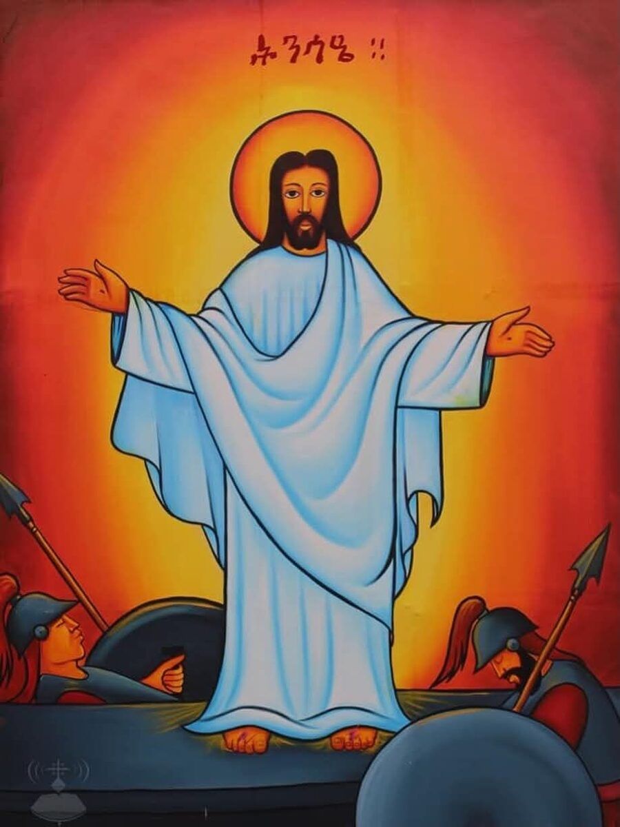 Ethiopian Orthodox Resurrection icon — Christ risen in glory